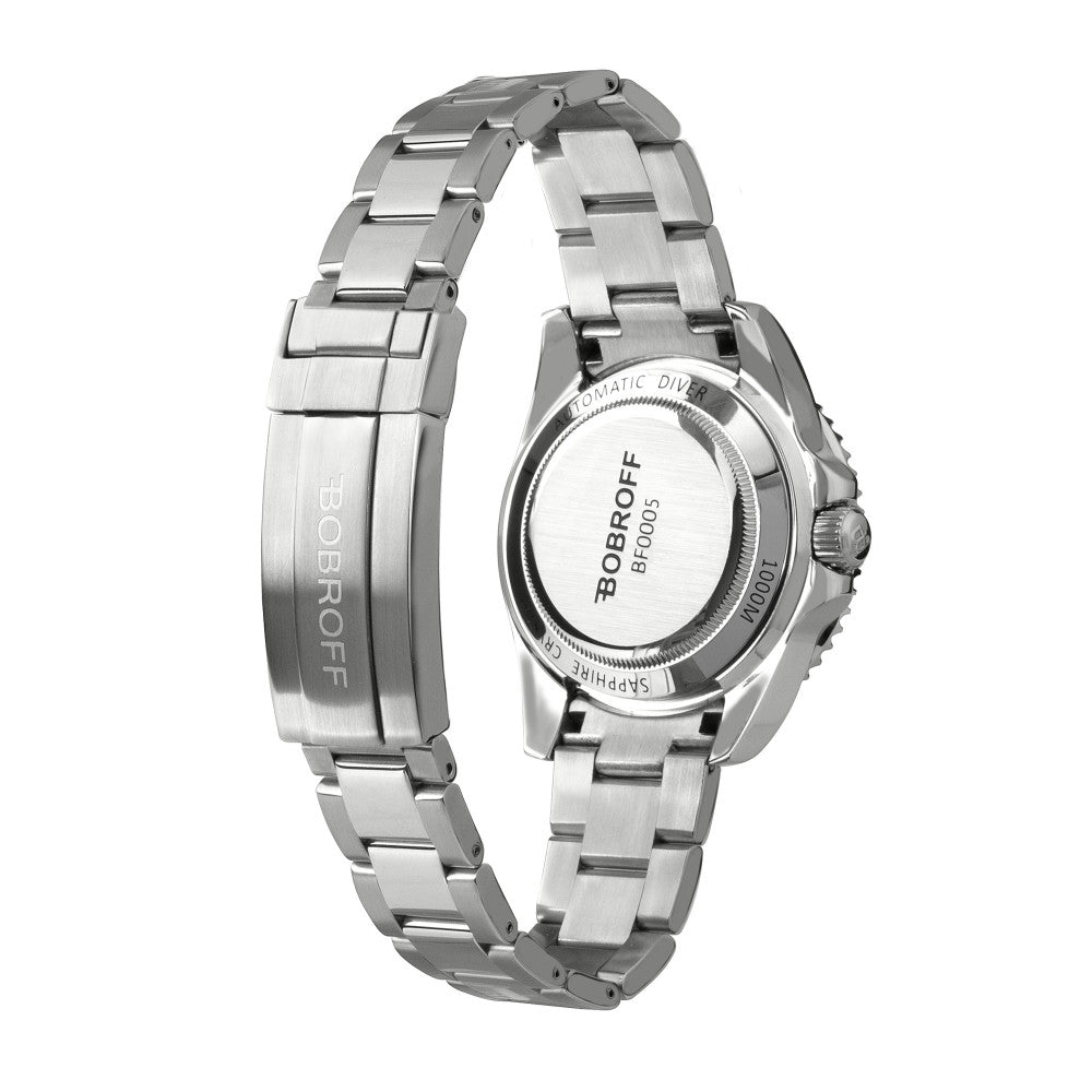 Bobroff BF0005 – Unisex-klocka i silver med grön urtavla & safirglas