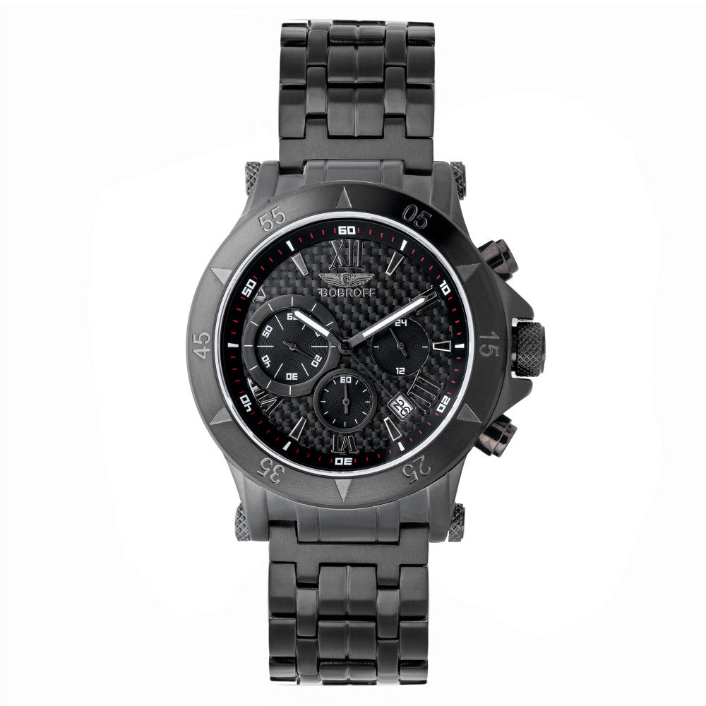 Bobroff BF1001M21M – Svart herrklocka i stål (42 mm)
