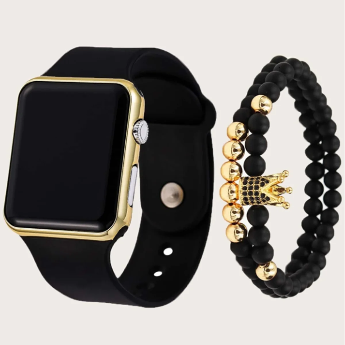 Digital Damklocka med matchande armband – Elegant & Bekväm