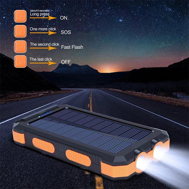 Snabbladdande Power bank med solceller 20 000 mAh