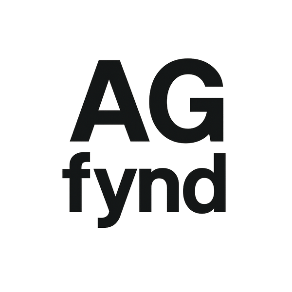 AG fynds företagslogga, där AG står ovanför fynd. AG fynd säljer premiumklockor, kläder och accessoarer, till bland de billigaste priserna på marknaden. AG fynd riktar in sig på kunder i Sverige, Danmark och Norge.