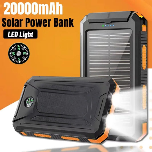 Snabbladdande Power bank med solceller 20 000 mAh