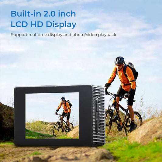 4K Ultra HD Action-kamera med vattentätt fodral för undervattensinspelning
