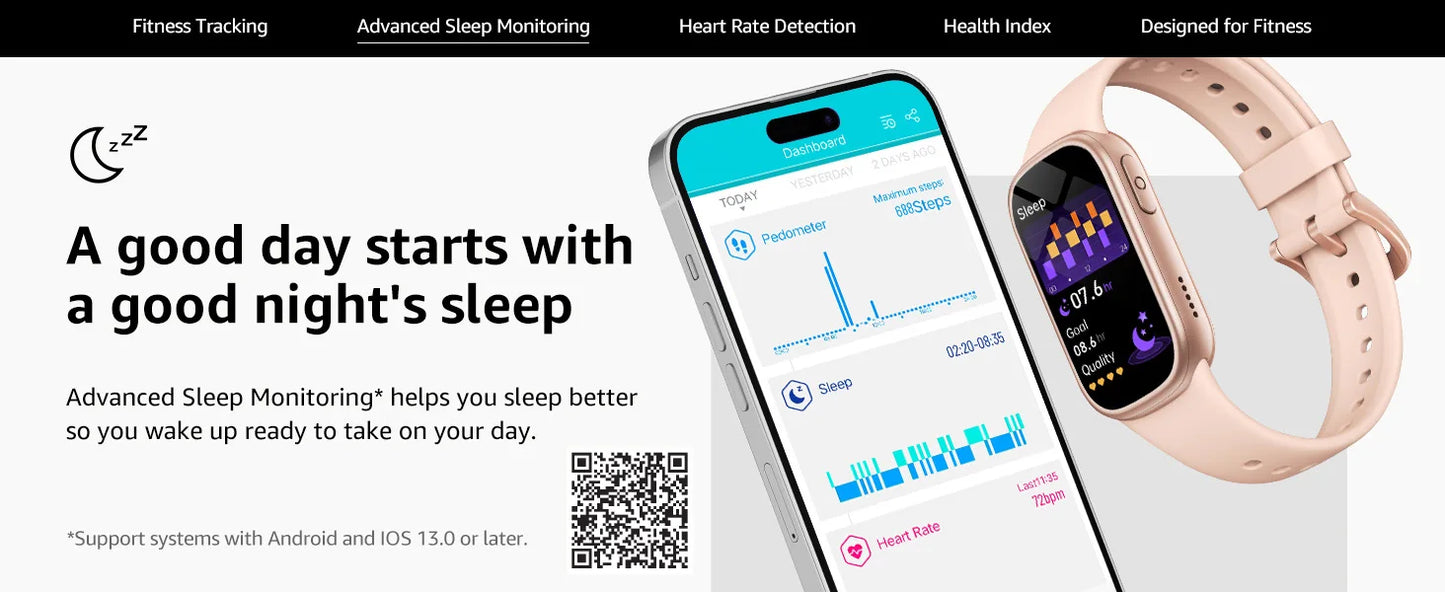 Smartklocka med 1.47" HD-skärm &amp; Hälsomätning