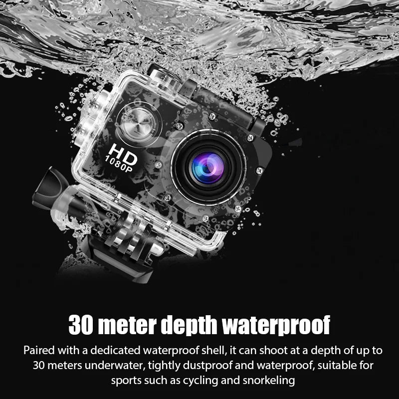 4K Ultra HD Action-kamera med vattentätt fodral för undervattensinspelning