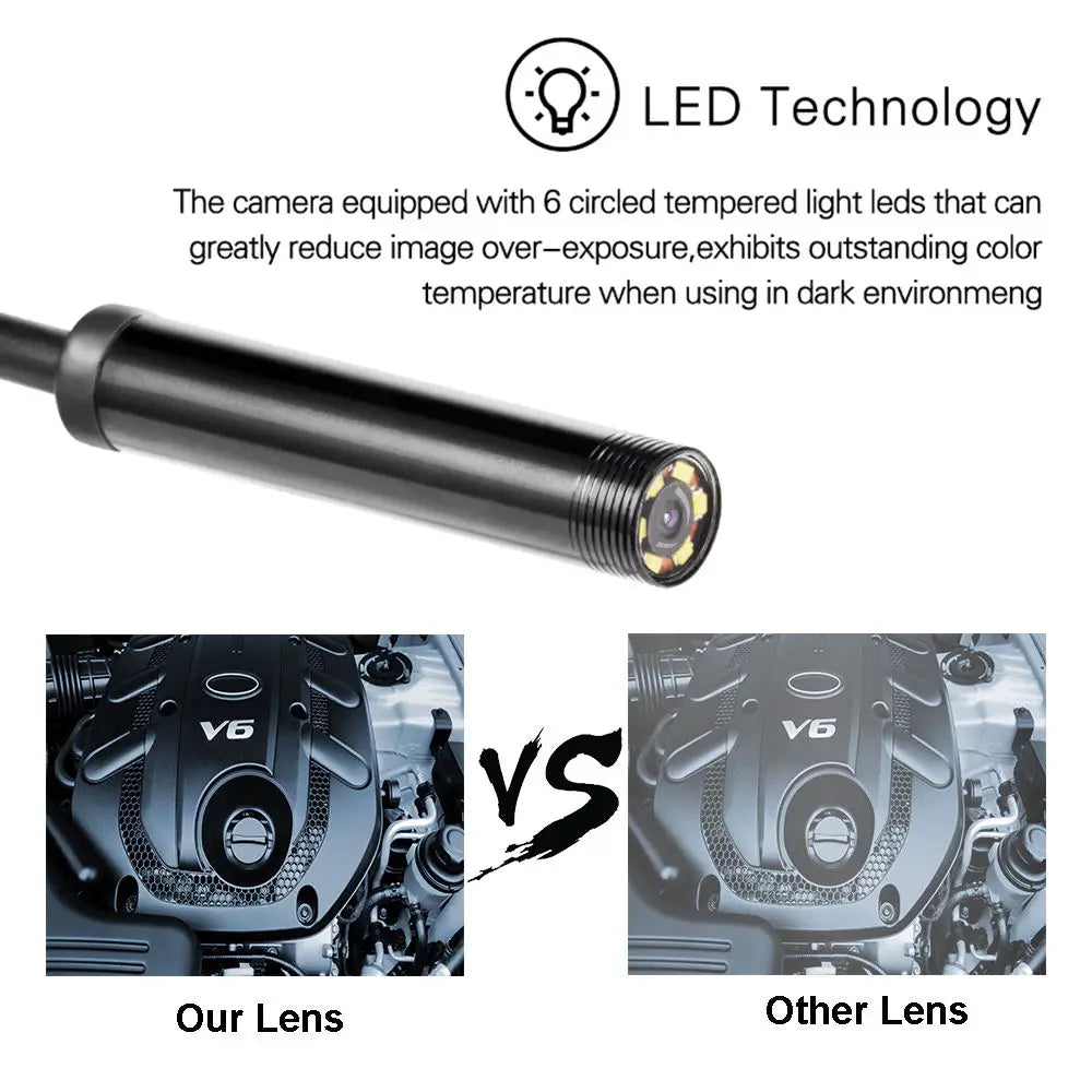 Vattentät Inspektionskamera 7 mm - LED-lampor