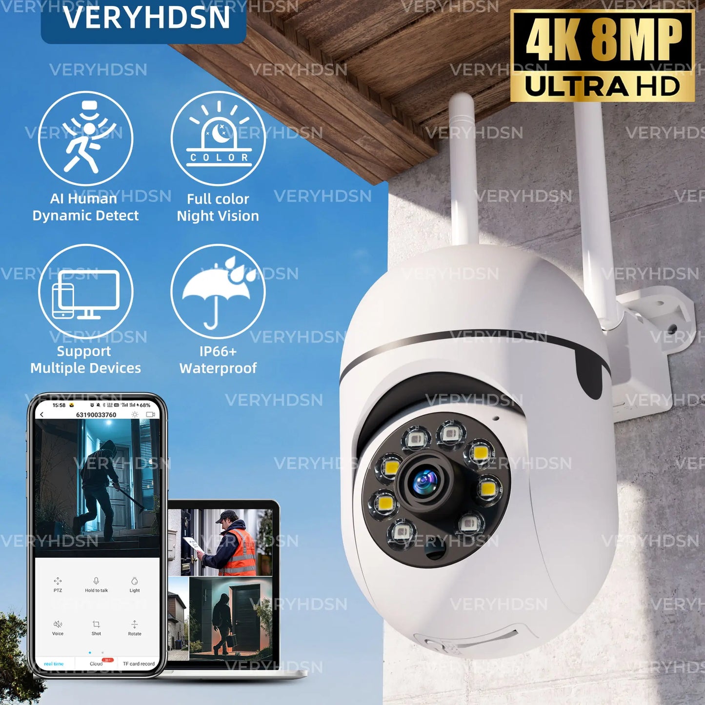 Övervakningskamera Ultra HD utomhus